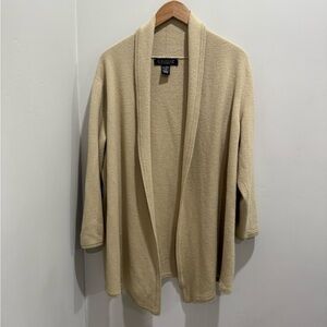 DIALOGUE Women's XLarge Beige Open Cardigan Sweater 50 Acrylic 50 Merino Wool‎